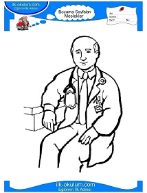 Çocuklar İçin Doktor Boyama Sayfaları 